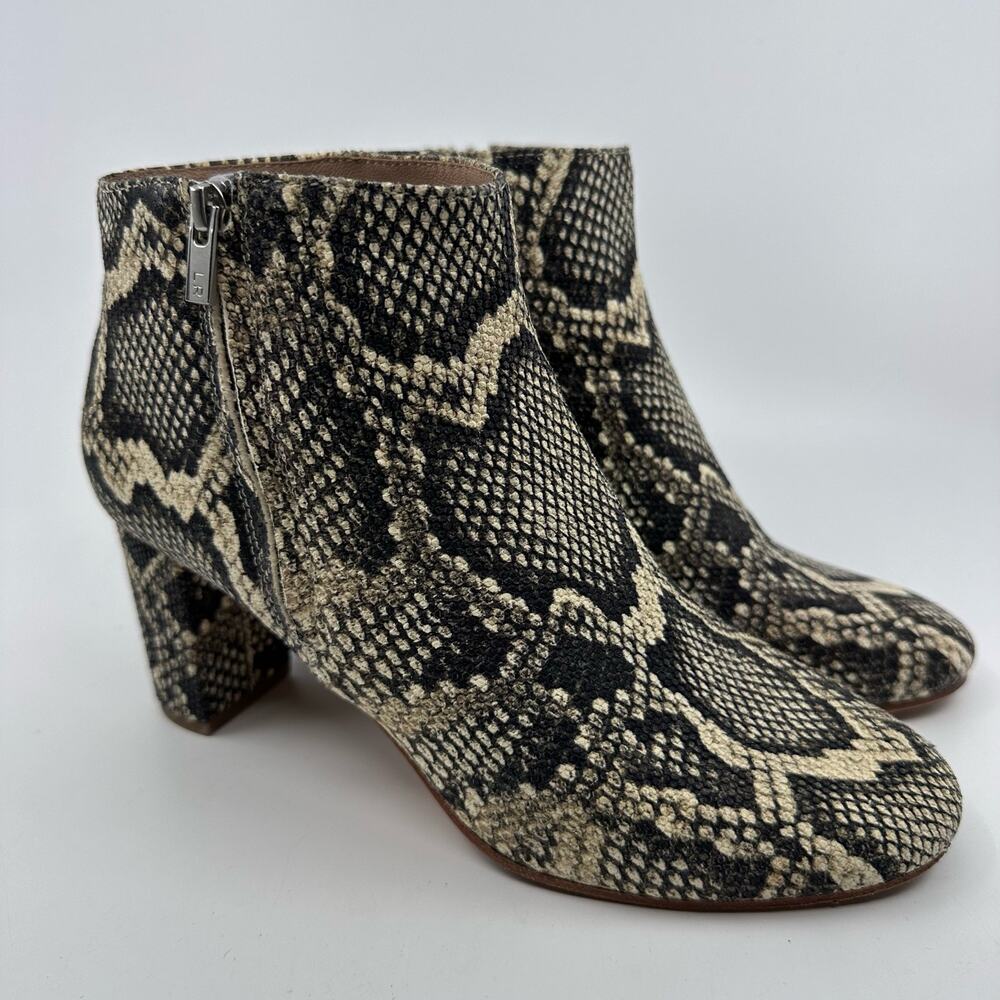 Loeffler Randall Faux Snakeskin Ankle Boots WMN US6.5 Block Heel Zippered Bootie